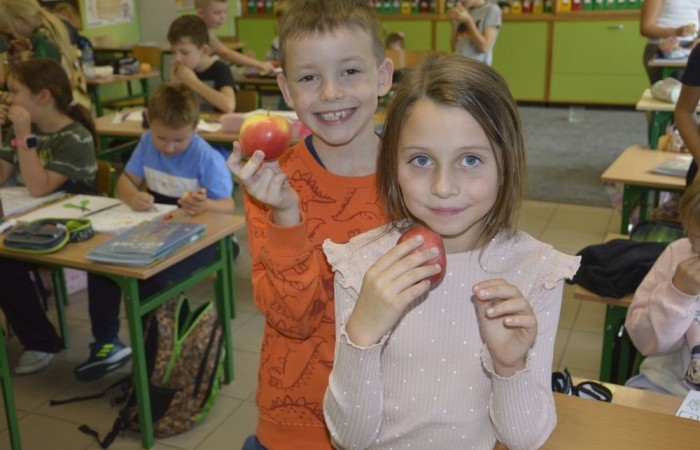 W piątek 27.09. w naszej szkole obchodziliśmy Dzień Jabłka. Dzieci z klas młodszych miały okazję wziąć udział w zajęciach, których motywem przewodnim były właśnie te pyszne owoce. Począwszy od zabaw plastycznych, przez łamigłówki, po eksperymenty badawcze. Nie mogło również zabraknąć pysznych jabłkowych przekąsek przygotowanych przez rodziców naszych uczniów, które zniknęły w mgnieniu oka.
Dziękujemy wszystkim rodzicom za pomoc i zaangażowanie, a uczniom za wspólną zabawę.