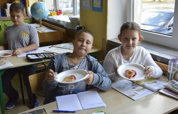 W piątek 27.09. w naszej szkole obchodziliśmy Dzień Jabłka. Dzieci z klas młodszych miały okazję wziąć udział w zajęciach, których motywem przewodnim były właśnie te pyszne owoce. Począwszy od zabaw plastycznych, przez łamigłówki, po eksperymenty badawcze. Nie mogło również zabraknąć pysznych jabłkowych przekąsek przygotowanych przez rodziców naszych uczniów, które zniknęły w mgnieniu oka.
Dziękujemy wszystkim rodzicom za pomoc i zaangażowanie, a uczniom za wspólną zabawę.