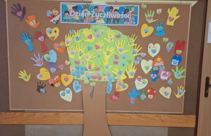 21 listopada uczniowie klas I-III obchodzili Dzień Życzliwości – wyjątkowe święto, które przypomina nam, jak wielką moc mają dobre słowa, uśmiech i drobne gesty. Tego dnia rozmawialiśmy o tym, czym jest życzliwość i jak możemy okazywać ją sobie nawzajem. Uczniowie brali udział w zabawach i aktywnościach promujących dobre relacje, empatię i wzajemny szacunek. Powstało także „drzewko życzliwości”, które już zdobi nasz korytarz i przypomina, że warto być dla siebie dobrym.

Pamiętajmy — życzliwość nic nie kosztuje, a potrafi zdziałać cuda! 